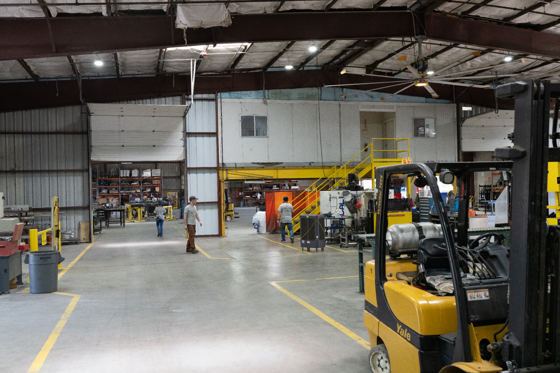 Equipment staged for installation inside the Mueller facility
